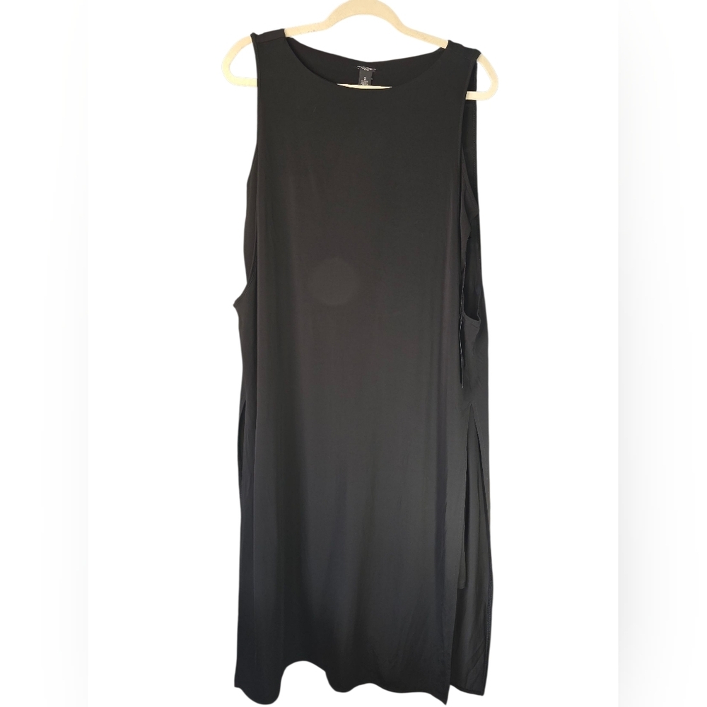 NWT‎ Chico's Black Label Sleeveless Midi Dress Side Slits High Scoop Neckline XL